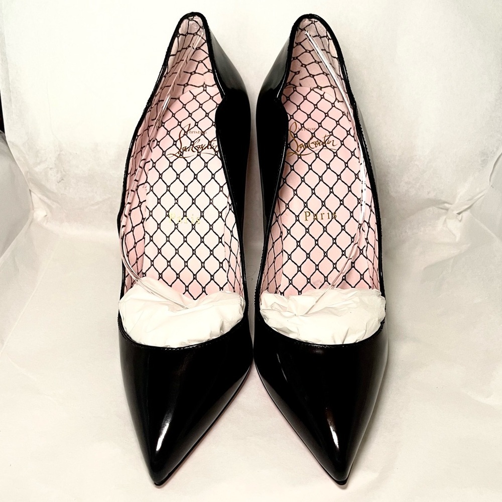 Christian Louboutin HotChick 100mm. Black patent Lin Resille edition. EU38